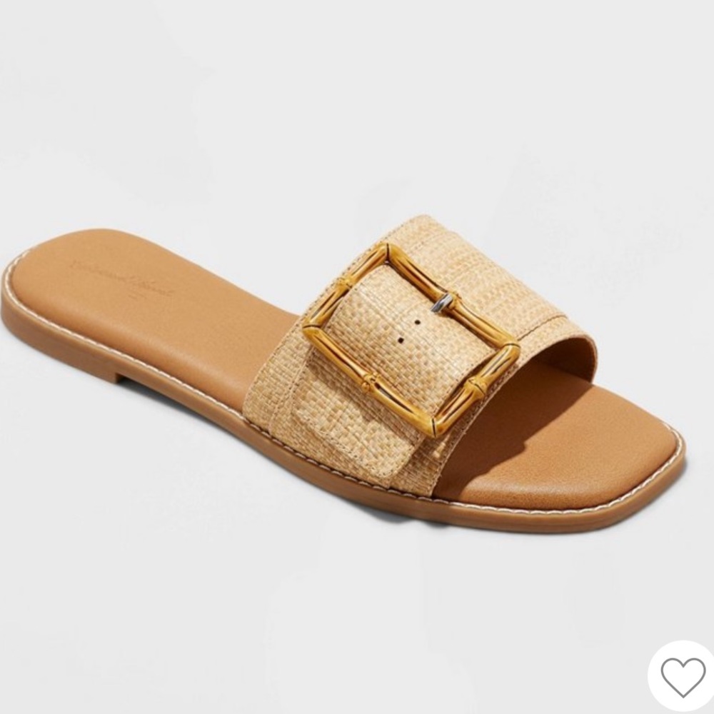 EUC Universal Thread Gene Sandal beige woven raffia